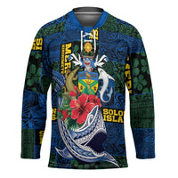 Solomon Islands Meri Kirihimete Hockey Jersey Funny Santa Riding Shark - Polynesian Pride