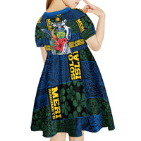 Solomon Islands Meri Kirihimete Kid Short Sleeve Dress Funny Santa Riding Shark - Polynesian Pride