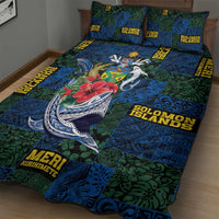Solomon Islands Meri Kirihimete Quilt Bed Set Funny Santa Riding Shark - Polynesian Pride