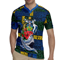 Solomon Islands Meri Kirihimete Rugby Jersey Funny Santa Riding Shark - Polynesian Pride