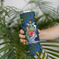 Solomon Islands Meri Kirihimete Skinny Tumbler Funny Santa Riding Shark - Polynesian Pride