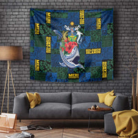 Solomon Islands Meri Kirihimete Tapestry Funny Santa Riding Shark - Polynesian Pride