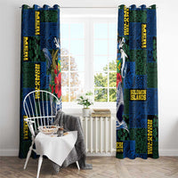 Solomon Islands Meri Kirihimete Window Curtain Funny Santa Riding Shark - Polynesian Pride