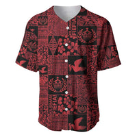 Black Tonga Kilisimasi Fiefia Baseball Jersey Pacific Patchwork Xmas Vibes LT9 Black - Polynesian Pride