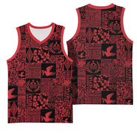 Black Tonga Kilisimasi Fiefia Basketball Jersey Pacific Patchwork Xmas Vibes - Polynesian Pride