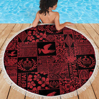 Black Tonga Kilisimasi Fiefia Beach Blanket Pacific Patchwork Xmas Vibes - Polynesian Pride