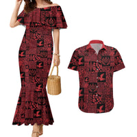 Black Tonga Kilisimasi Fiefia Couples Matching Mermaid Dress and Hawaiian Shirt Pacific Patchwork Xmas Vibes - Polynesian Pride