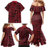 Black Tonga Kilisimasi Fiefia Family Matching Mermaid Dress and Hawaiian Shirt Pacific Patchwork Xmas Vibes - Polynesian Pride