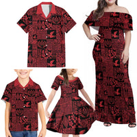 Black Tonga Kilisimasi Fiefia Family Matching Off Shoulder Maxi Dress and Hawaiian Shirt Pacific Patchwork Xmas Vibes - Polynesian Pride