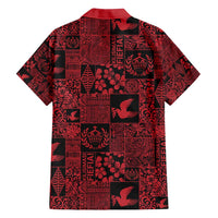Black Tonga Kilisimasi Fiefia Family Matching Off Shoulder Short Dress and Hawaiian Shirt Pacific Patchwork Xmas Vibes - Polynesian Pride