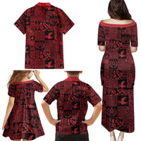 Black Tonga Kilisimasi Fiefia Family Matching Puletasi and Hawaiian Shirt Pacific Patchwork Xmas Vibes - Polynesian Pride