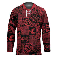 Black Tonga Kilisimasi Fiefia Hockey Jersey Pacific Patchwork Xmas Vibes - Polynesian Pride