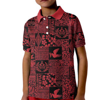 Black Tonga Kilisimasi Fiefia Kid Polo Shirt Pacific Patchwork Xmas Vibes LT9 Kid Black - Polynesian Pride