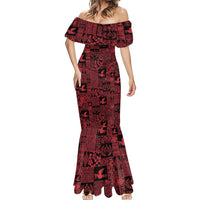 Black Tonga Kilisimasi Fiefia Mermaid Dress Pacific Patchwork Xmas Vibes - Polynesian Pride