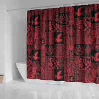 Black Tonga Kilisimasi Fiefia Shower Curtain Pacific Patchwork Xmas Vibes - Polynesian Pride