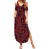 Black Tonga Kilisimasi Fiefia Summer Maxi Dress Pacific Patchwork Xmas Vibes LT9 Women Black - Polynesian Pride