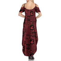 Black Tonga Kilisimasi Fiefia Summer Maxi Dress Pacific Patchwork Xmas Vibes LT9 - Polynesian Pride