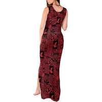 Black Tonga Kilisimasi Fiefia Tank Maxi Dress Pacific Patchwork Xmas Vibes - Polynesian Pride