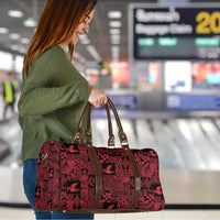 Black Tonga Kilisimasi Fiefia Travel Bag Pacific Patchwork Xmas Vibes - Polynesian Pride