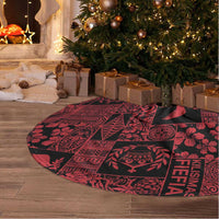 Black Tonga Kilisimasi Fiefia Tree Skirt Pacific Patchwork Xmas Vibes - Polynesian Pride