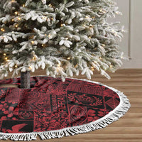 Black Tonga Kilisimasi Fiefia Tree Skirt Pacific Patchwork Xmas Vibes - Polynesian Pride