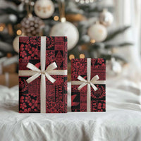 Black Tonga Kilisimasi Fiefia Wrapping Paper Pacific Patchwork Xmas Vibes - Polynesian Pride