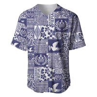 Blue Tonga Kilisimasi Fiefia Baseball Jersey Pacific Patchwork Xmas Vibes LT9 Blue - Polynesian Pride