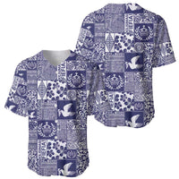 Blue Tonga Kilisimasi Fiefia Baseball Jersey Pacific Patchwork Xmas Vibes LT9 - Polynesian Pride