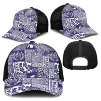Blue Tonga Kilisimasi Fiefia Baseball Net Cap Pacific Patchwork Xmas Vibes - Polynesian Pride
