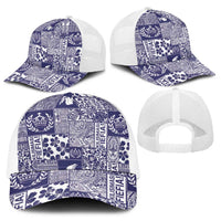 Blue Tonga Kilisimasi Fiefia Baseball Net Cap Pacific Patchwork Xmas Vibes - Polynesian Pride