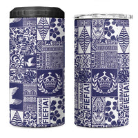 Blue Tonga Kilisimasi Fiefia 4 in 1 Can Cooler Tumbler Pacific Patchwork Xmas Vibes - Polynesian Pride