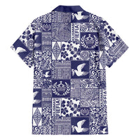 Blue Tonga Kilisimasi Fiefia Family Matching Long Sleeve Bodycon Dress and Hawaiian Shirt Pacific Patchwork Xmas Vibes - Polynesian Pride