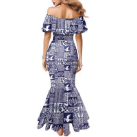 Blue Tonga Kilisimasi Fiefia Family Matching Mermaid Dress and Hawaiian Shirt Pacific Patchwork Xmas Vibes - Polynesian Pride