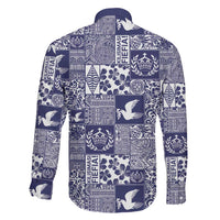 Blue Tonga Kilisimasi Fiefia Family Matching Off The Shoulder Long Sleeve Dress and Hawaiian Shirt Pacific Patchwork Xmas Vibes - Polynesian Pride