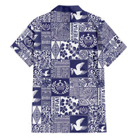 Blue Tonga Kilisimasi Fiefia Family Matching Off Shoulder Maxi Dress and Hawaiian Shirt Pacific Patchwork Xmas Vibes - Polynesian Pride