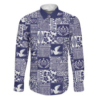 Blue Tonga Kilisimasi Fiefia Family Matching Off Shoulder Maxi Dress and Hawaiian Shirt Pacific Patchwork Xmas Vibes - Polynesian Pride