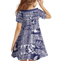 Blue Tonga Kilisimasi Fiefia Family Matching Off Shoulder Short Dress and Hawaiian Shirt Pacific Patchwork Xmas Vibes - Polynesian Pride