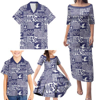 Blue Tonga Kilisimasi Fiefia Family Matching Puletasi and Hawaiian Shirt Pacific Patchwork Xmas Vibes - Polynesian Pride