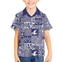 Blue Tonga Kilisimasi Fiefia Family Matching Short Sleeve Bodycon Dress and Hawaiian Shirt Pacific Patchwork Xmas Vibes - Polynesian Pride