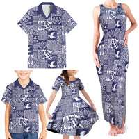 Blue Tonga Kilisimasi Fiefia Family Matching Tank Maxi Dress and Hawaiian Shirt Pacific Patchwork Xmas Vibes - Polynesian Pride