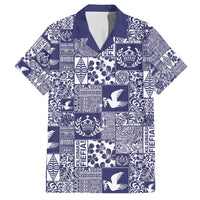 Blue Tonga Kilisimasi Fiefia Family Matching Tank Maxi Dress and Hawaiian Shirt Pacific Patchwork Xmas Vibes - Polynesian Pride