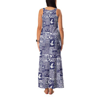 Blue Tonga Kilisimasi Fiefia Family Matching Tank Maxi Dress and Hawaiian Shirt Pacific Patchwork Xmas Vibes - Polynesian Pride