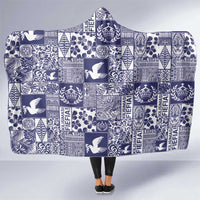 Blue Tonga Kilisimasi Fiefia Hooded Blanket Pacific Patchwork Xmas Vibes - Polynesian Pride