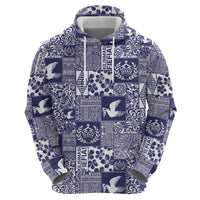 Blue Tonga Kilisimasi Fiefia Hoodie Pacific Patchwork Xmas Vibes - Polynesian Pride