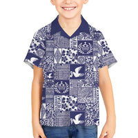 Blue Tonga Kilisimasi Fiefia Kid Hawaiian Shirt Pacific Patchwork Xmas Vibes LT9 Kid Blue - Polynesian Pride