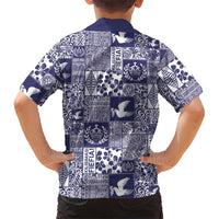 Blue Tonga Kilisimasi Fiefia Kid Hawaiian Shirt Pacific Patchwork Xmas Vibes LT9 - Polynesian Pride