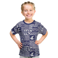Blue Tonga Kilisimasi Fiefia Kid T Shirt Pacific Patchwork Xmas Vibes LT9 Blue - Polynesian Pride