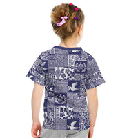 Blue Tonga Kilisimasi Fiefia Kid T Shirt Pacific Patchwork Xmas Vibes LT9 - Polynesian Pride
