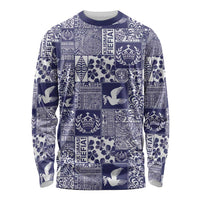 Blue Tonga Kilisimasi Fiefia Long Sleeve Shirt Pacific Patchwork Xmas Vibes LT9 Unisex Blue - Polynesian Pride