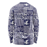 Blue Tonga Kilisimasi Fiefia Long Sleeve Shirt Pacific Patchwork Xmas Vibes LT9 - Polynesian Pride